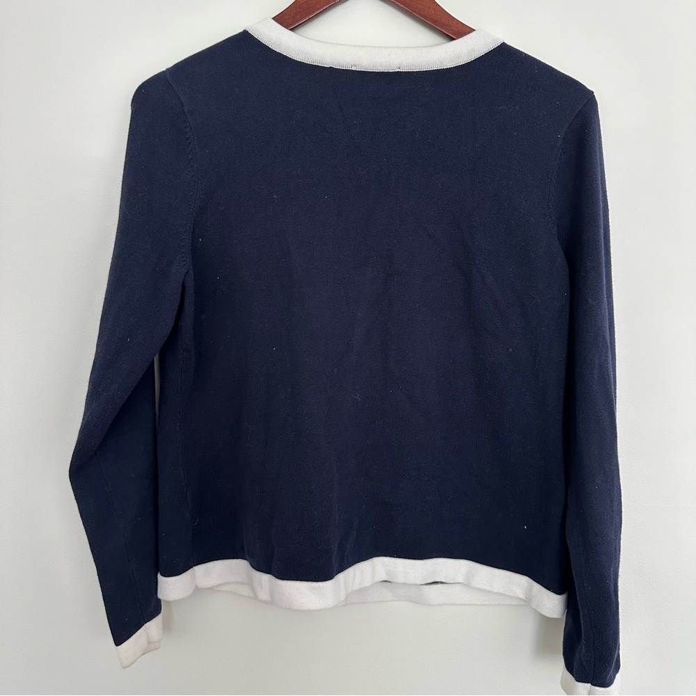 Pendleton Navy White Button Front Cardigan Size L… - image 3